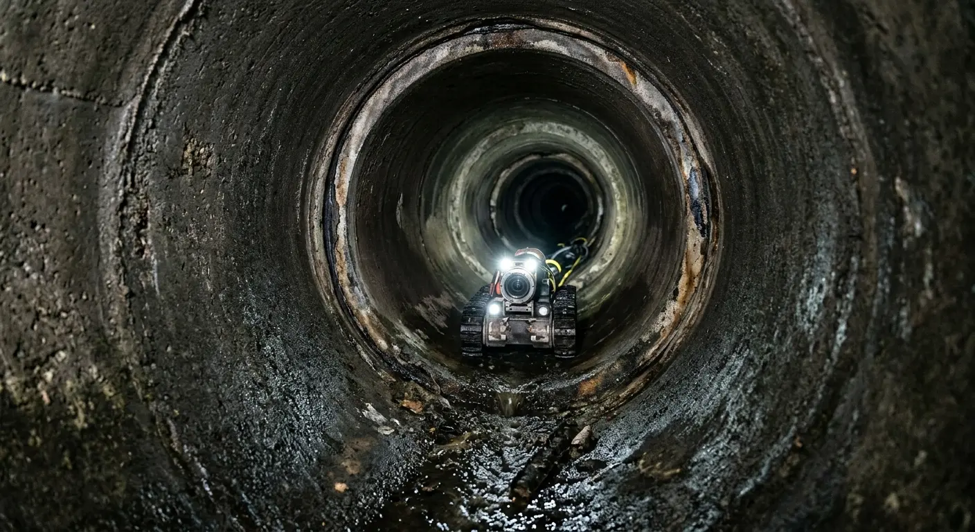 Robotic sewer camera inspecting pipe interior for Drain Snake Service in Burleson